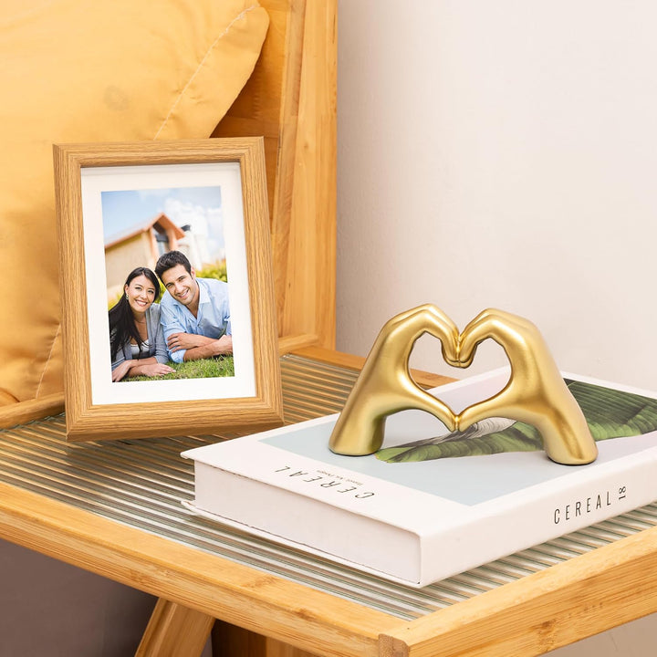 Gold Heart Hands Sculpture - Home Decor