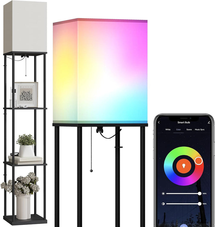 Modern Shelf Floor Lamp - Black