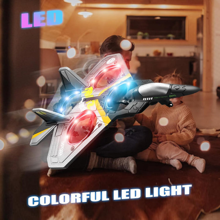 V17 Foam Remote Control Airplanes Rc Planes for Kids  4-7 8-16, Remote Control Planes Fighter Jet with Light, 360° Flip Fighter Jet Toy, Gravity Sensing, Stunt Roll, Gifts for Kids Boys