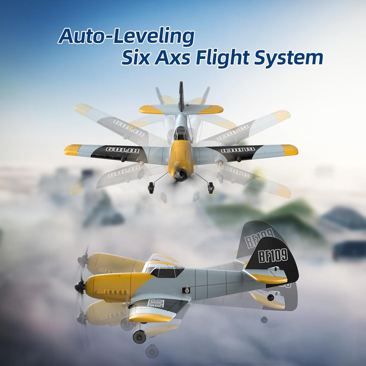 RC Plane 3 Channel BF-109 Remote Control Airplane Fighter Toys,2.4Ghz 6-Axis Gyro Stabilizer RTF Glider Aircraft Plane with 2 Batteries,Easy to Fly for  Kids Beginners Boys