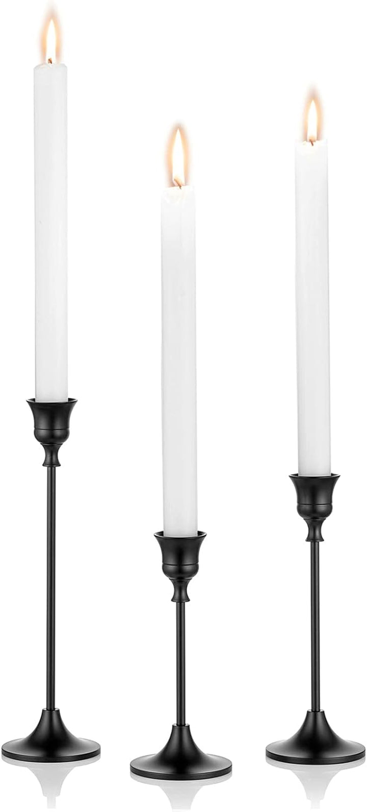 Gold Brass Taper Candle Holders Set (3)