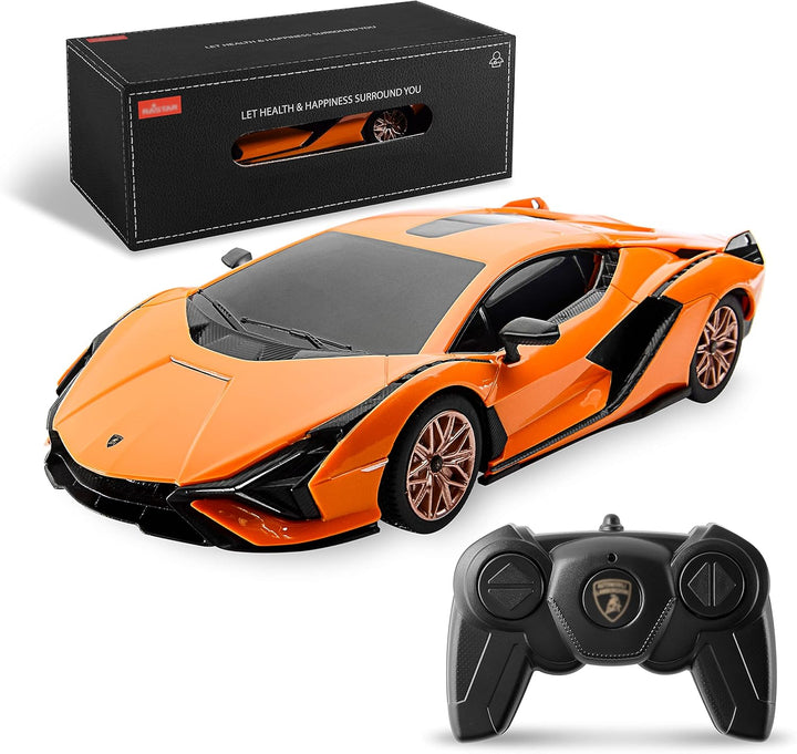 Remote Control Car Licensed RC Car, 1:24 Lambo Toy Car for Kids, Lambo Aventador SVJ Remote Control Model Car Electric Sport Racing Hobby Car for 3 4 5 Year Old Boy Birthday Gift (Orange)