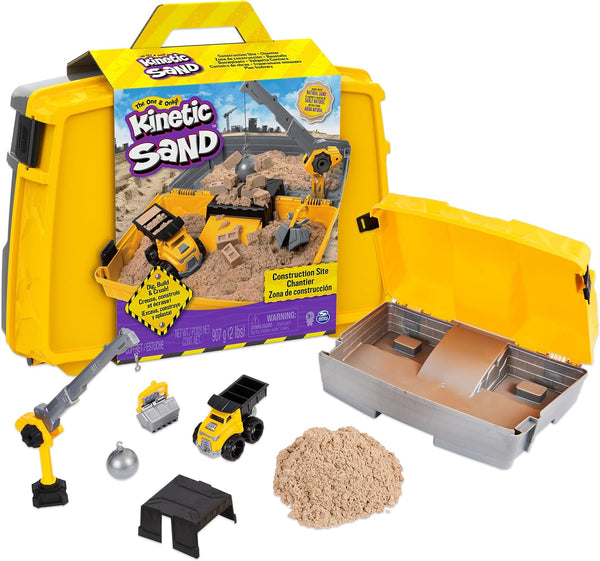 , Construction Site Folding Sandbox with 2Lbs Play Sand & Toy Truck, Sensory Toys for Kids Ages 3 and Up