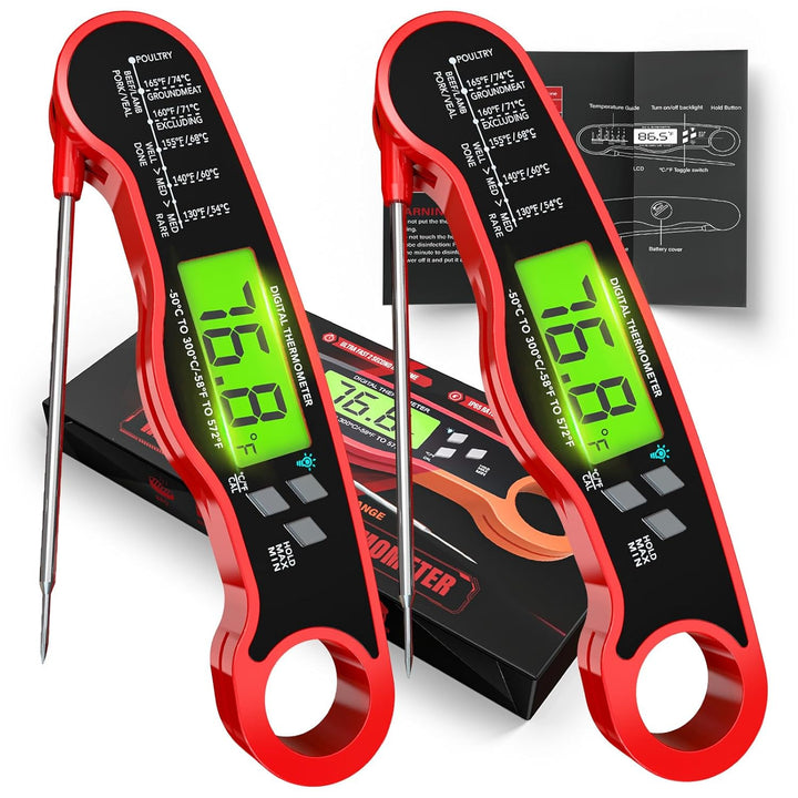 "Instant Read Meat Thermometer - Red