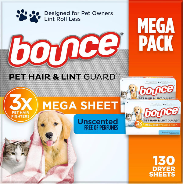 Pet Hair & Lint Guard Dryer Sheets, 130ct