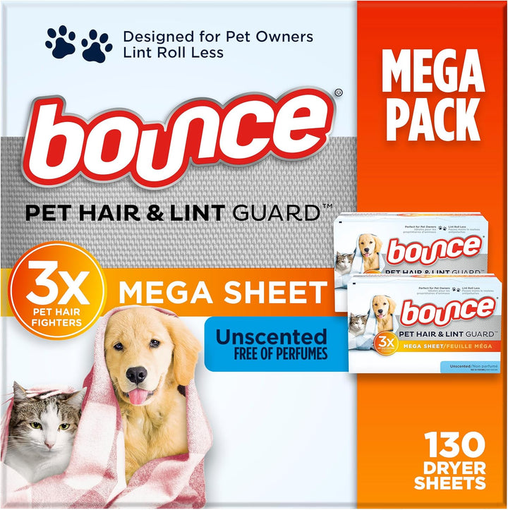 Pet Hair & Lint Guard Dryer Sheets, 130ct