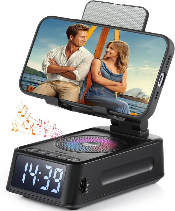 Cell Phone Stand with Bluetooth Speaker, Gifts for Men Women, Wireless Phone Holder for Desk Compatible with / Galaxy - Cool Gadget Birthday Gift for Him, Her, Dad, Mom, or Husband