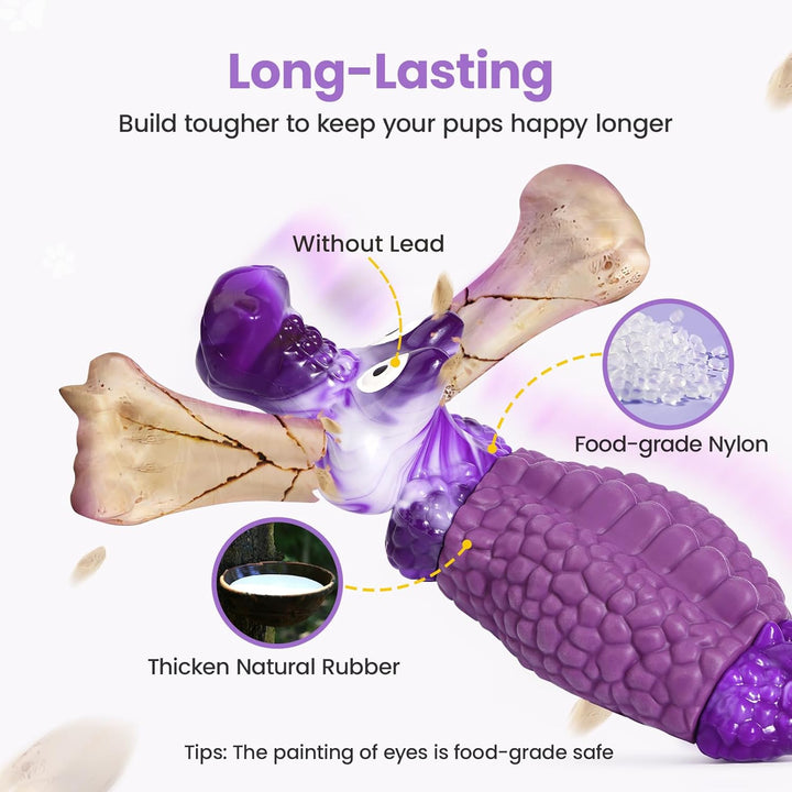 Tough Dog Chew Toys for Aggressive Chewers, Squeaky Indestructible Dog Toy to Keep Them Busy & Reduce Boredom for Medium, Large Breed, Bacon Flavor