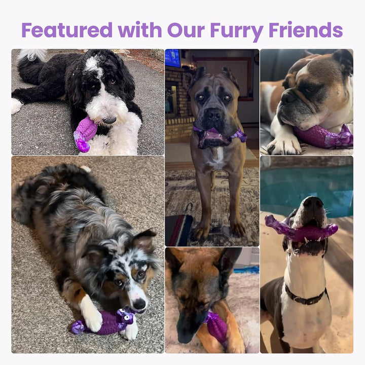 Tough Dog Chew Toys for Aggressive Chewers, Squeaky Indestructible Dog Toy to Keep Them Busy & Reduce Boredom for Medium, Large Breed, Bacon Flavor