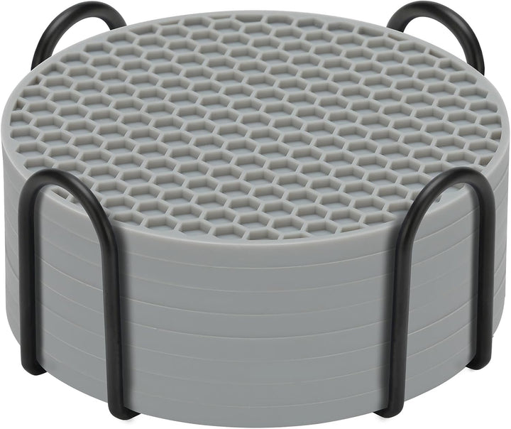 Silicone Coasters Set of 8 with Holder