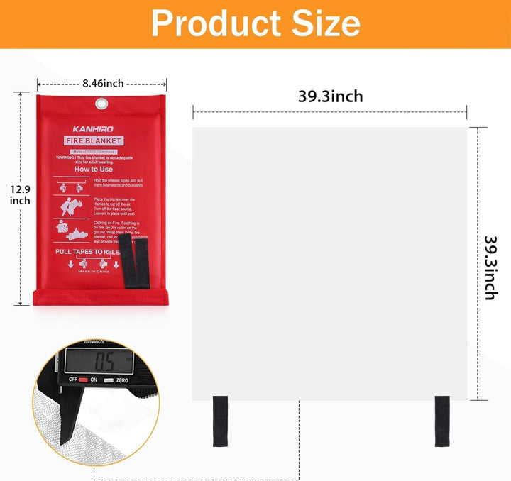 Emergency Fire Blanket for Home Kitchen - Fiberglass Fire Suppression Blanket Great for School, Fireplace, Grill, Car, Office, Warehouse (4 Pack, 39 in X 39 In)