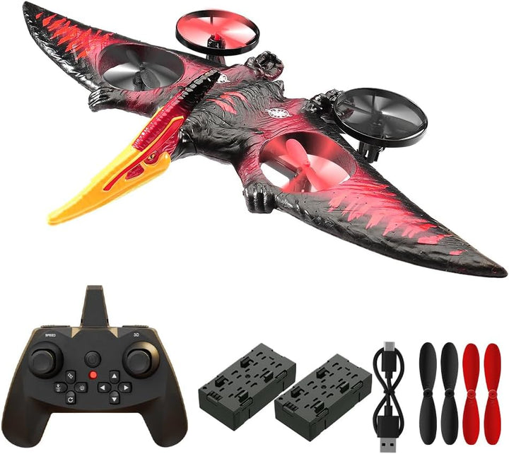 Pterodactyl Dinosaur Toys Drone for Kids,Dragon Remote Control Airplane,Flying Toys Birthday Gifts for 8-12 Year Old Boys,Rc Plane for Kids 8-12 （Red）