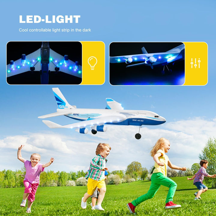Remote Control Airplane for Kids Boys , G2 Remote Control Plane Jet for Beginners Adult, Ready to Fly Airplane with One Key Aerobatic LED Light, RC Plane for Kids, 2 Battery