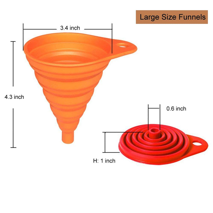4-Pack Collapsible Silicone Funnels