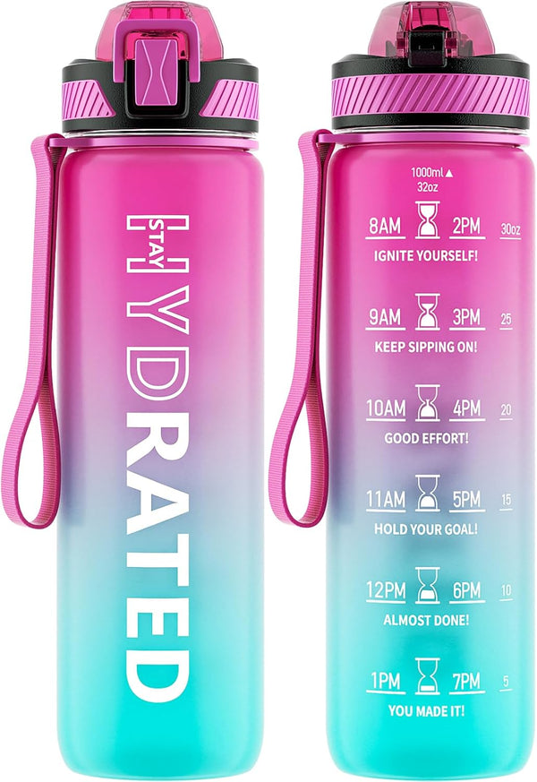 32oz Motivational Water Bottle with Straw