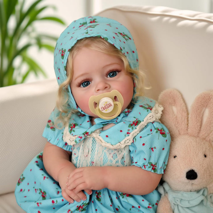 Lifelike Reborn Baby Dolls - 18 Inch Realistic-Newborn Baby Dolls Blond Girl Handmade Real Life Toddler Dolls with Clothes for Kids Age 3+