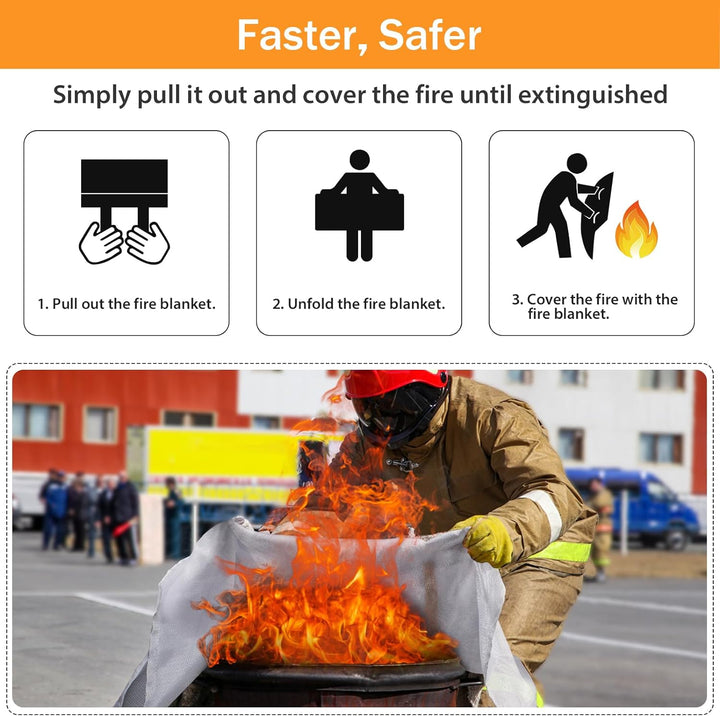 Emergency Fire Blanket for Home Kitchen - Fiberglass Fire Suppression Blanket Great for School, Fireplace, Grill, Car, Office, Warehouse (4 Pack, 39 in X 39 In)