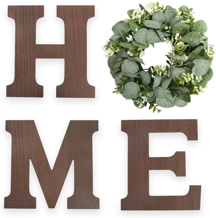 Rustic HOME Sign with Eucalyptus Wreath