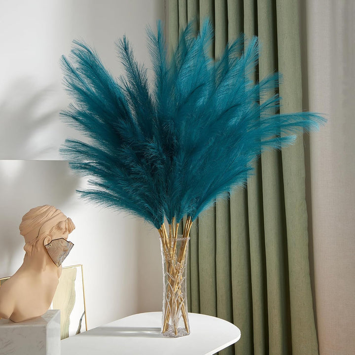 Blue Faux Pampas Grass 7PCS - 3.75Ft Decor