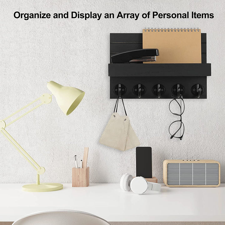 Wall Key Holder with Shelf & Hooks