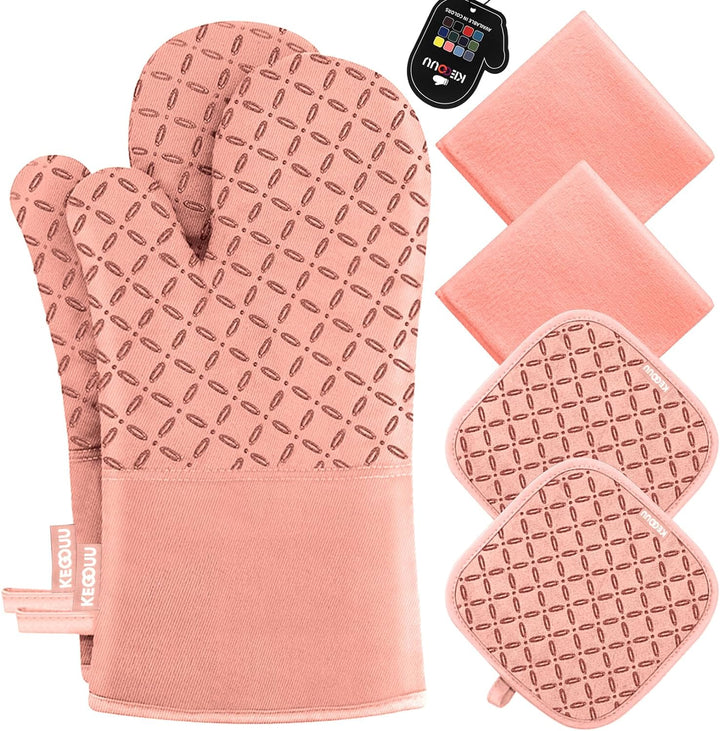 6Pcs Heat-Resistant Oven Mitts & Potholders