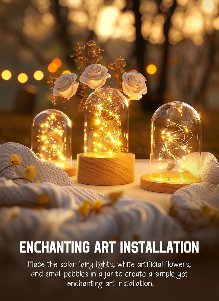 Solar String Lights for Outside, 33Ft 100 LED Outdoor Solar Fairy Lights, 8 Modes Balcony Lights for Tree Patio Christmas Party Wedding Decor (Warm White)