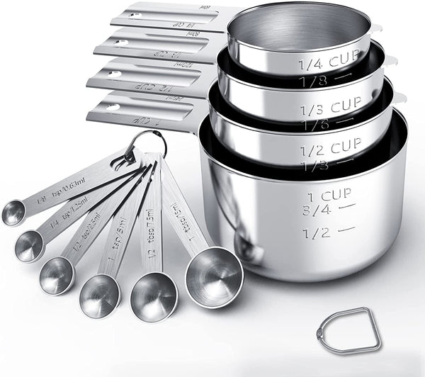 Steel Measuring Cups & Spoons Set (10)