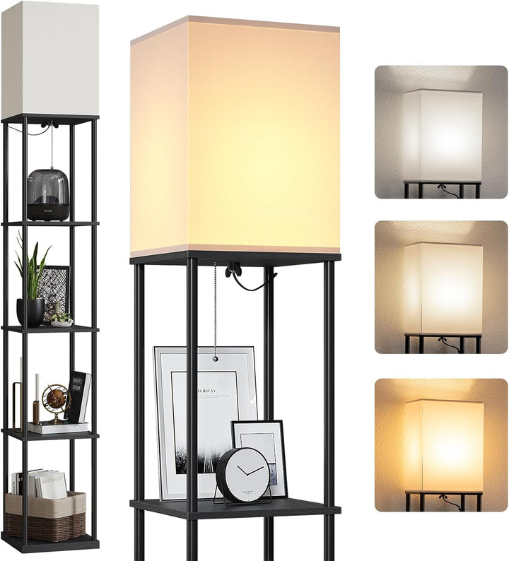 Modern Shelf Floor Lamp - Black