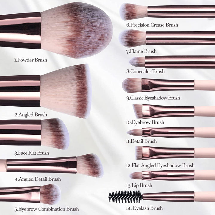 14pc Makeup Brush Set w/ LED Mirror