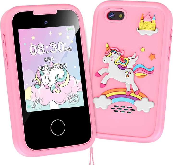 Kids Smart Phone for Girls, Christmas Birthday Gifts for Girls Age 3-10 Kids Toys Cell Phone, 2.8" Touchscreen Toddler Learning Play Toy Phone with Dual Camera, Game, Music Player, 8GB Card Purple