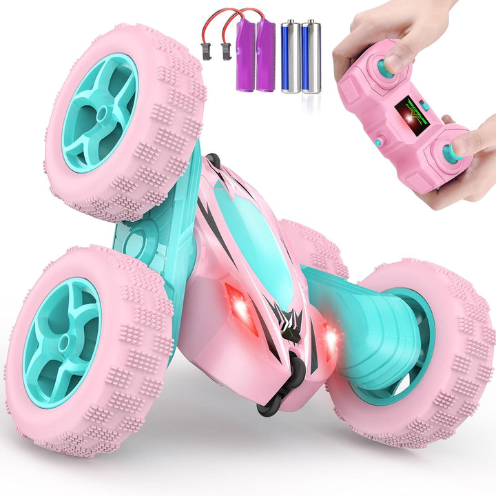Remote Control Car, RC Cars Toys for Ages 5-7, 2.4Ghz 4WD Fast RC Car Kids Toys for Ages 8-13, Double Sided 360° Rotating Monster Truck Toys for Girls RC Truck Toy Cars for Boys