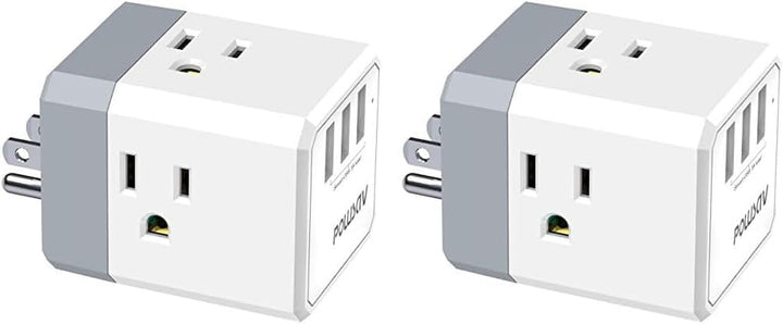 3-Outlet USB Wall Charger and Extender with 3-Way Splitter, ETL Listed - for Home, Office, Cruise Ship