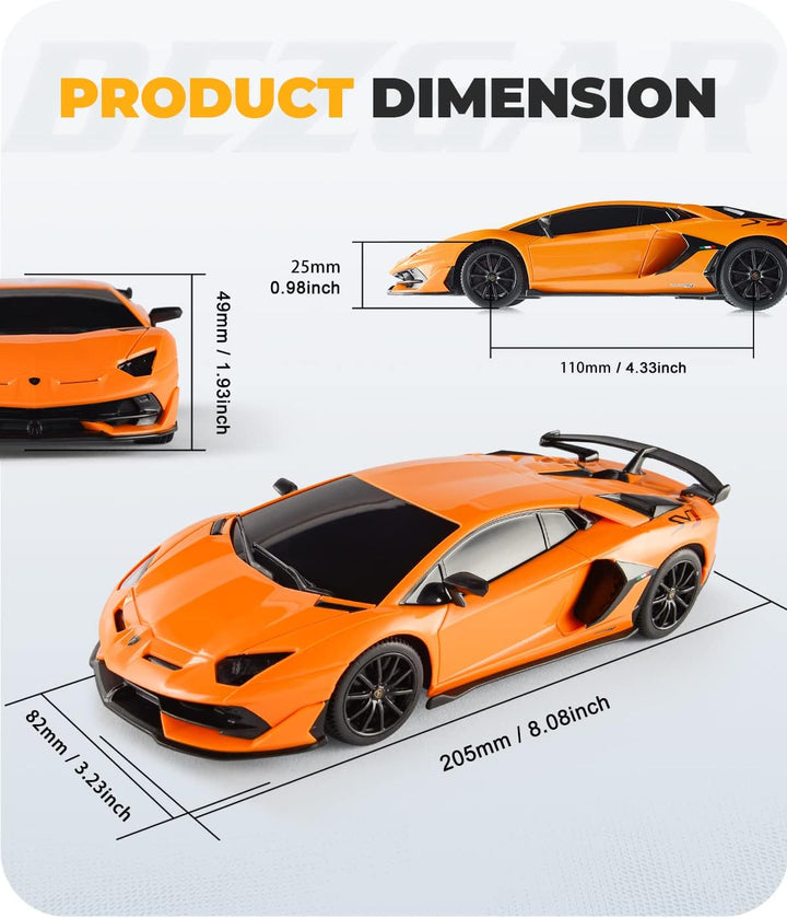 Remote Control Car Licensed RC Car, 1:24 Lambo Toy Car for Kids, Lambo Aventador SVJ Remote Control Model Car Electric Sport Racing Hobby Car for 3 4 5 Year Old Boy Birthday Gift (Orange)