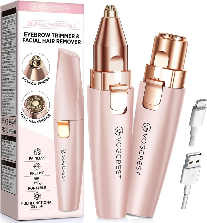 2-in-1 Eyebrow & Facial Trimmer - Rose Gold