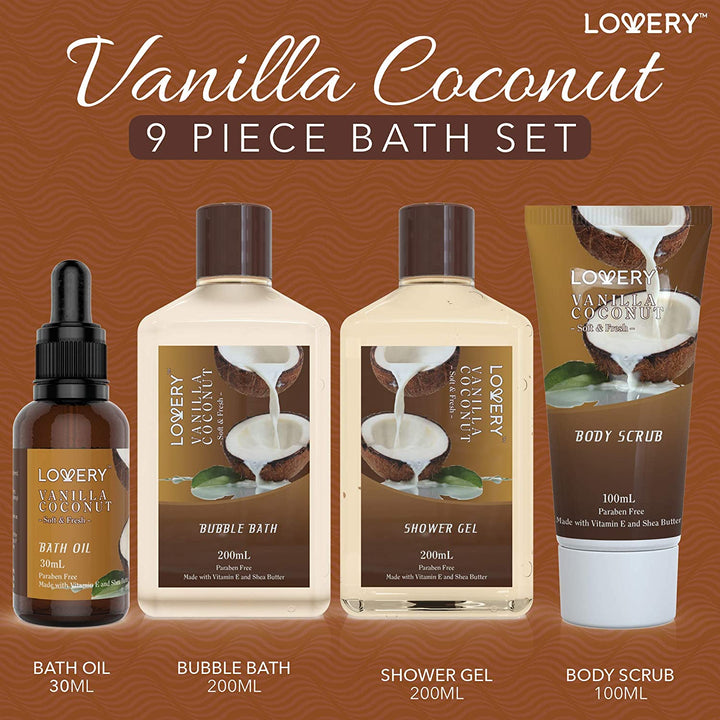 Vanilla Coconut Spa Gift Basket – 9 Pc Set
