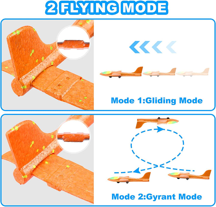 3 Pack Airplane Launcher Toys, 13.2'' LED Foam Glider Catapult Plane Toy for Boys, 2 Flight Modes Outdoor Flying Toys Birthday Gifts for Boys Girls 4 5 6 7 8 9 10 11 12 Year Old