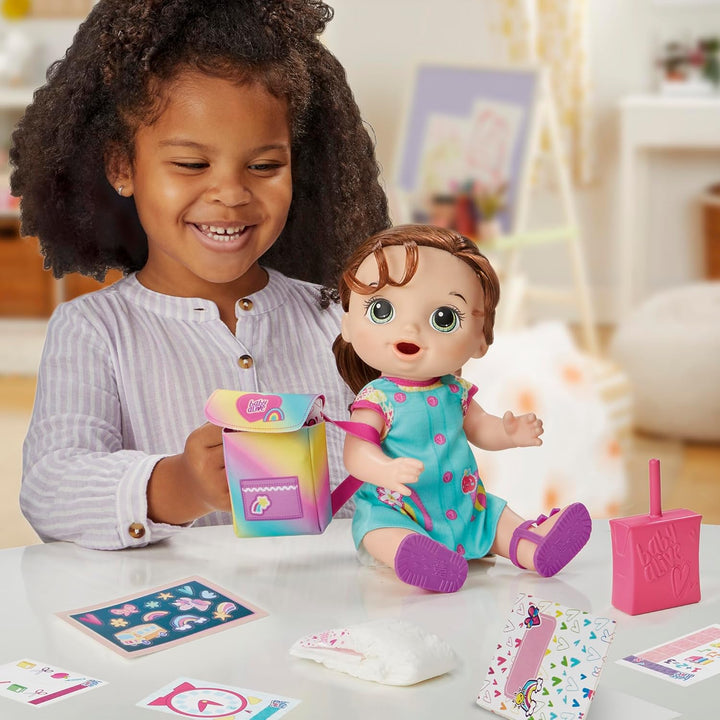 Time for School Baby Doll Set, 12 Inch, Back to School Toys for Girls & Boys, Brown Hair, Preschool Gifts for Kids, Ages 3+ ( Exclusive)