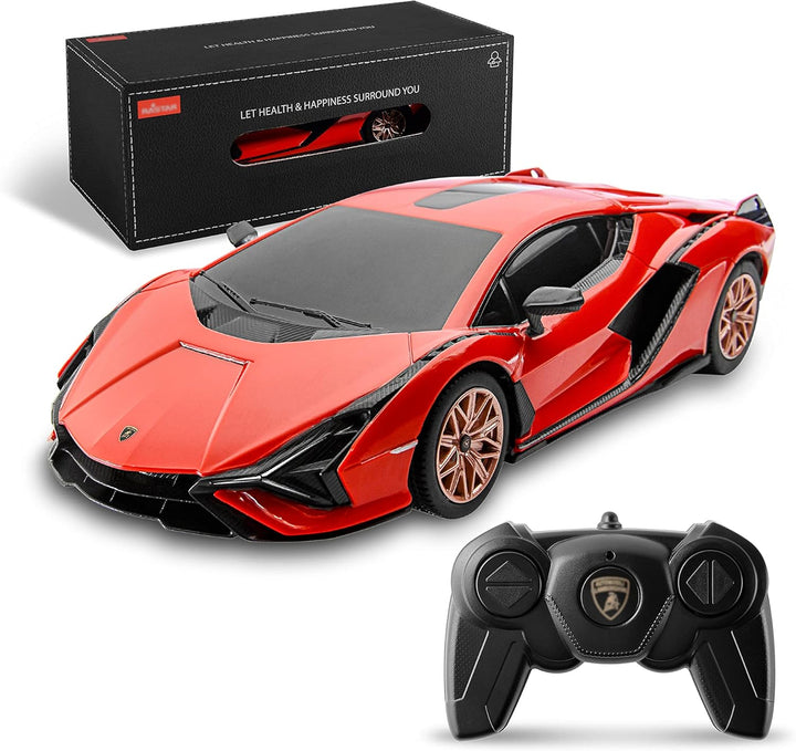 Remote Control Car Licensed RC Car, 1:24 Lambo Toy Car for Kids, Lambo Aventador SVJ Remote Control Model Car Electric Sport Racing Hobby Car for 3 4 5 Year Old Boy Birthday Gift (Orange)