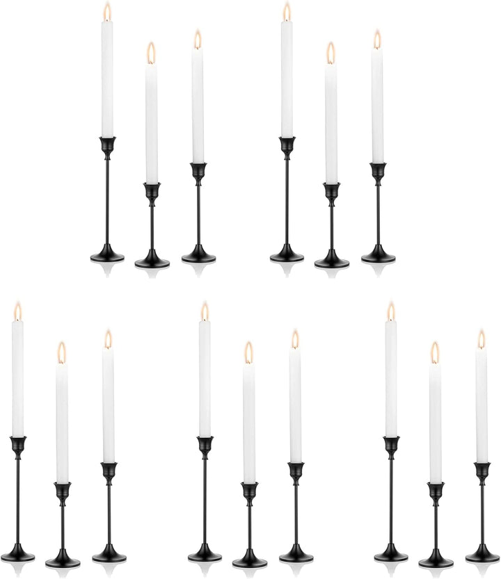 Gold Brass Taper Candle Holders Set (3)