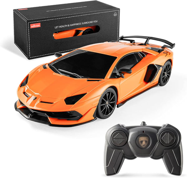 Remote Control Car Licensed RC Car, 1:24 Lambo Toy Car for Kids, Lambo Aventador SVJ Remote Control Model Car Electric Sport Racing Hobby Car for 3 4 5 Year Old Boy Birthday Gift (Orange)