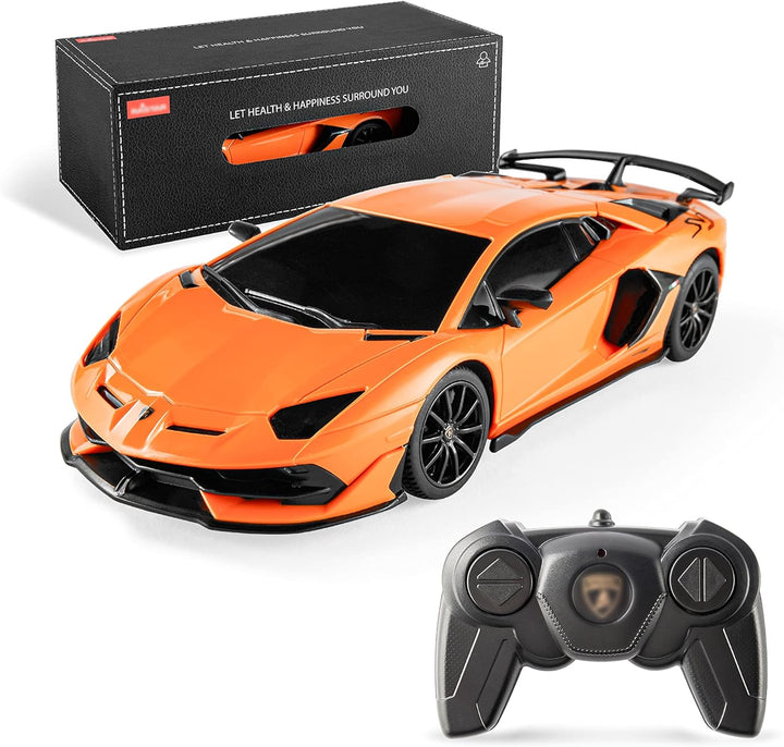 Remote Control Car Licensed RC Car, 1:24 Lambo Toy Car for Kids, Lambo Aventador SVJ Remote Control Model Car Electric Sport Racing Hobby Car for 3 4 5 Year Old Boy Birthday Gift (Orange)