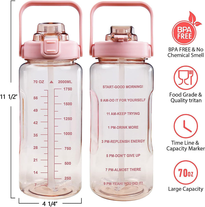 64oz Motivational Water Bottle with Sleeve