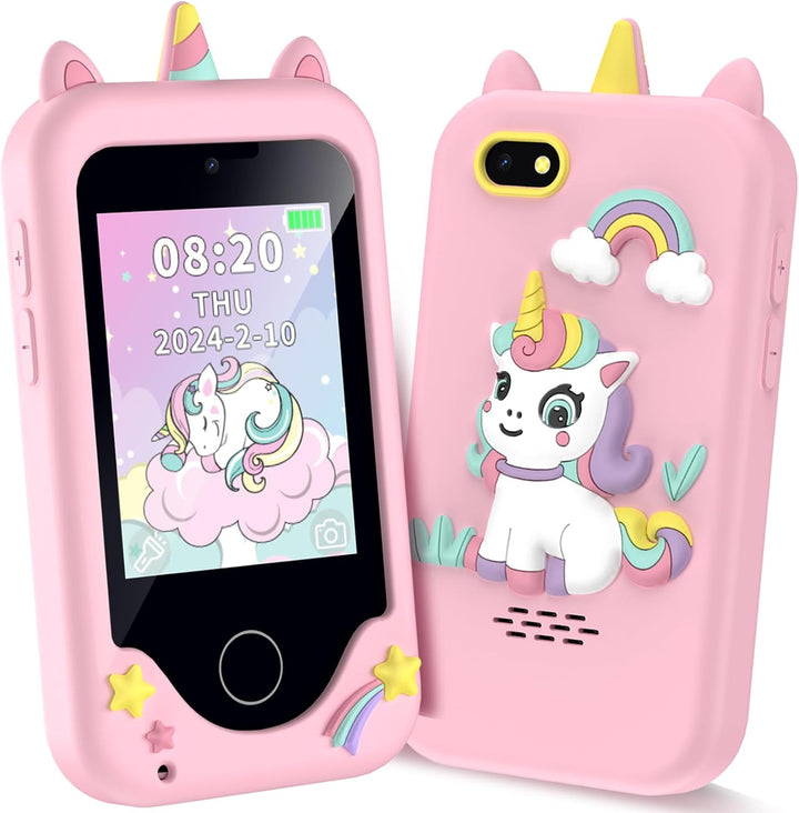 Kids Smart Phone for Girls, Christmas Birthday Gifts for Girls Age 3-10 Kids Toys Cell Phone, 2.8" Touchscreen Toddler Learning Play Toy Phone with Dual Camera, Game, Music Player, 8GB Card Purple