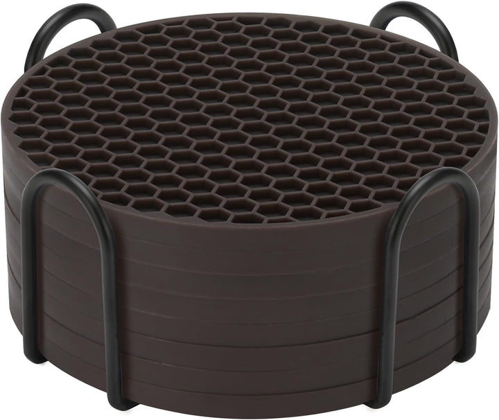 Silicone Coasters Set of 8 with Holder