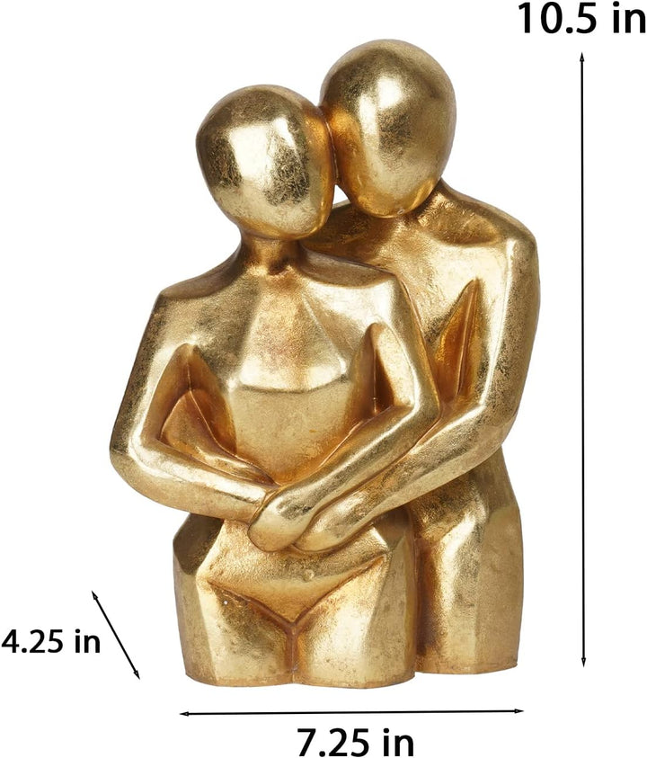 Modern Gold Hugging Couple Statue