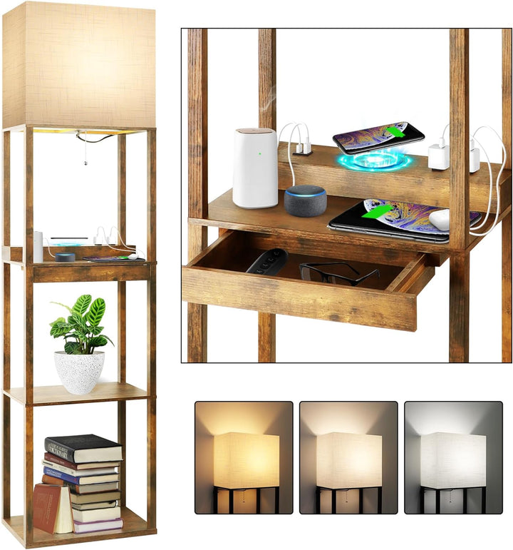 Modern Shelf Floor Lamp with Storage