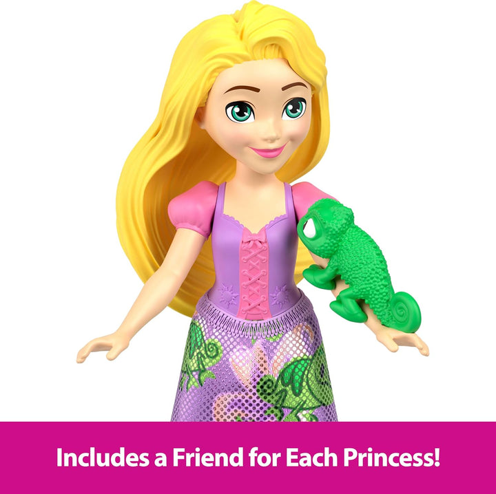 Princess & Friends Set with 5 Posable Small Dolls in Removable Skirts or Pants & 5 Friend Figures, Inspired by the  Movies