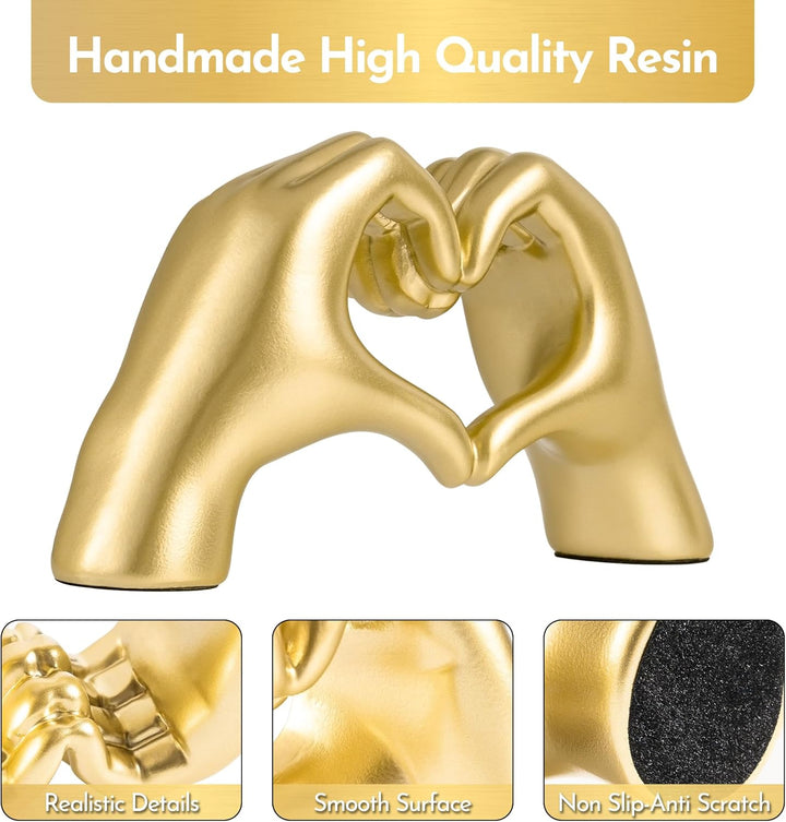 Gold Heart Hands Sculpture - Home Decor