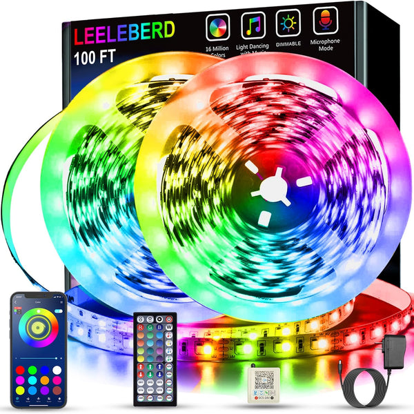 100Ft RGB LED Strip Lights - Music Sync