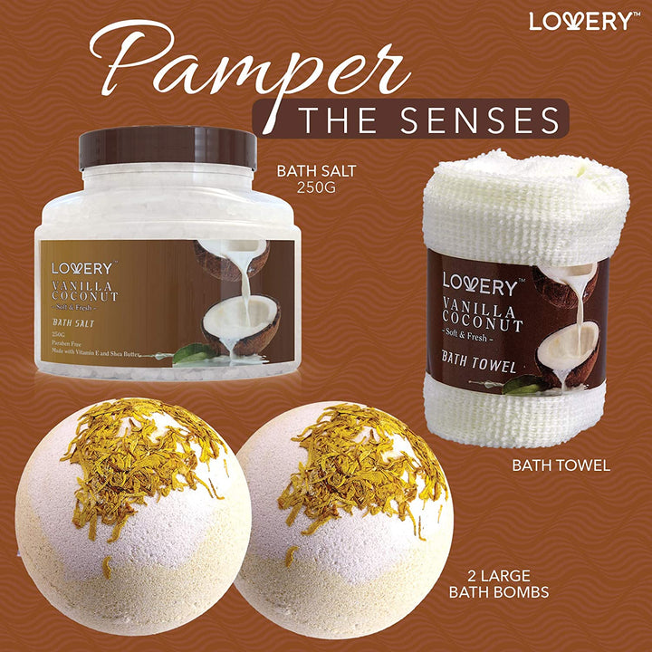 Vanilla Coconut Spa Gift Basket – 9 Pc Set